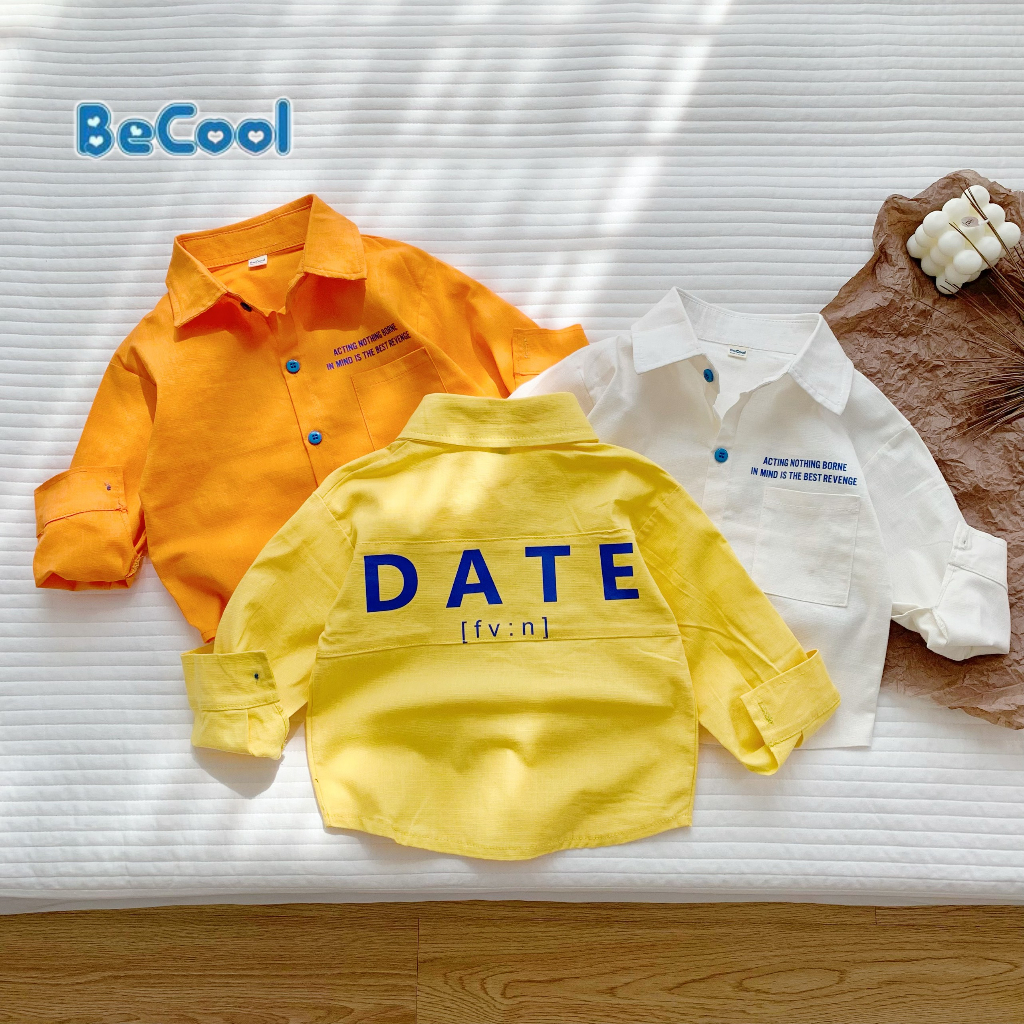 Áo Sơ Mi DATE Cho Bé Trai BECOOL Chất Thô Đũi Cao Cấp, Áo Dài Tay Cho Bé Từ 10-28Kg