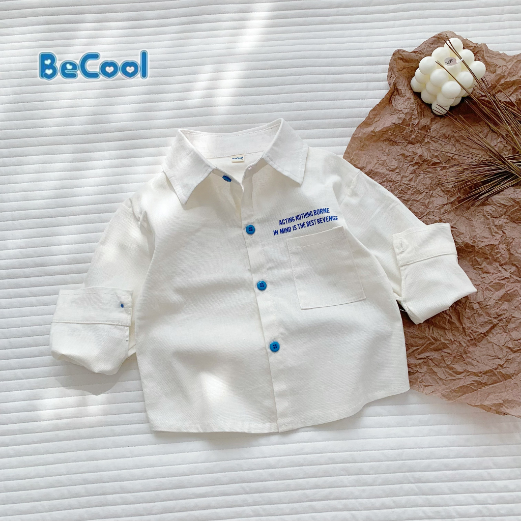 Áo Sơ Mi DATE Cho Bé Trai BECOOL Chất Thô Đũi Cao Cấp, Áo Dài Tay Cho Bé Từ 10-28Kg