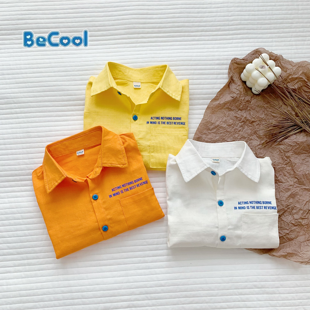 Áo Sơ Mi DATE Cho Bé Trai BECOOL Chất Thô Đũi Cao Cấp, Áo Dài Tay Cho Bé Từ 10-28Kg
