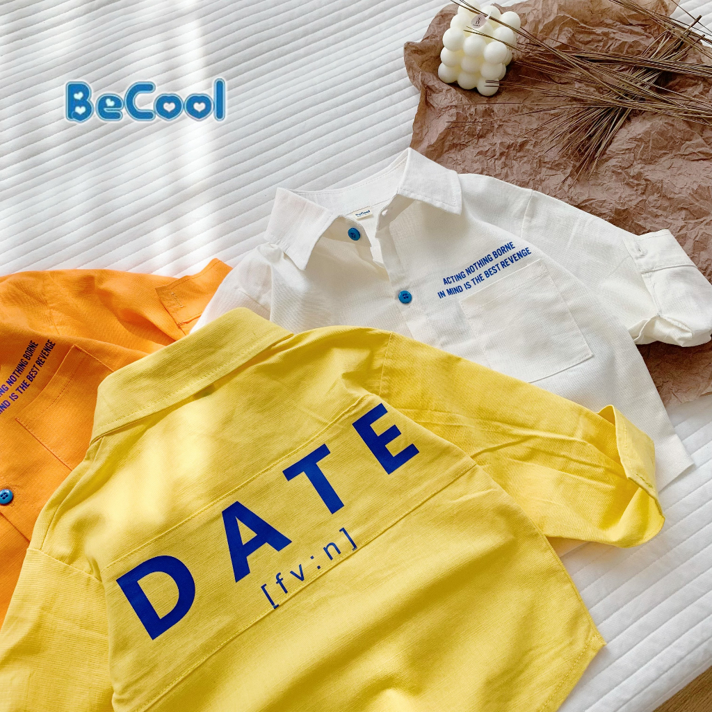 Áo Sơ Mi DATE Cho Bé Trai BECOOL Chất Thô Đũi Cao Cấp, Áo Dài Tay Cho Bé Từ 10-28Kg