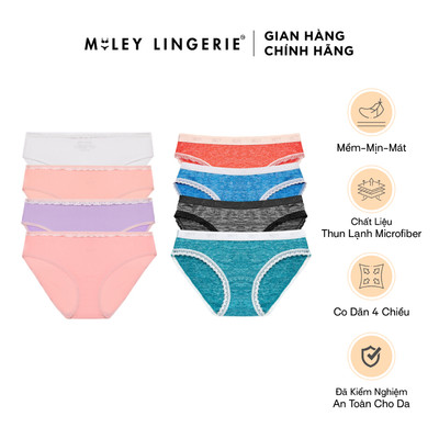 Combo 4 Quần Lót Nữ Sớ Gỗ + 4 Thun Lạnh Viền Ren Miley Lingerie FWS-BMS ( giao màu ngẫu nhiên)