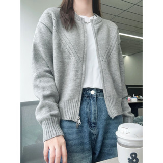Áo cardigan nữ khoá kéo mặc ngoài, áo khoác len nữ form ngắn thời trang Cocory trẻ trung chất len mềm đẹp Hàn Quốc
