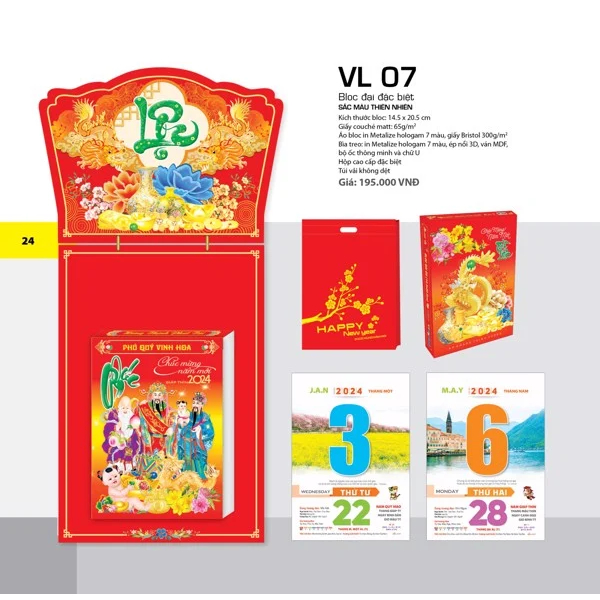 Lịch Bloc đại ĐB 2024 - Sắc Màu Thiên Nhiên - VL07, VL07a, VL07b, VL07c - VLB