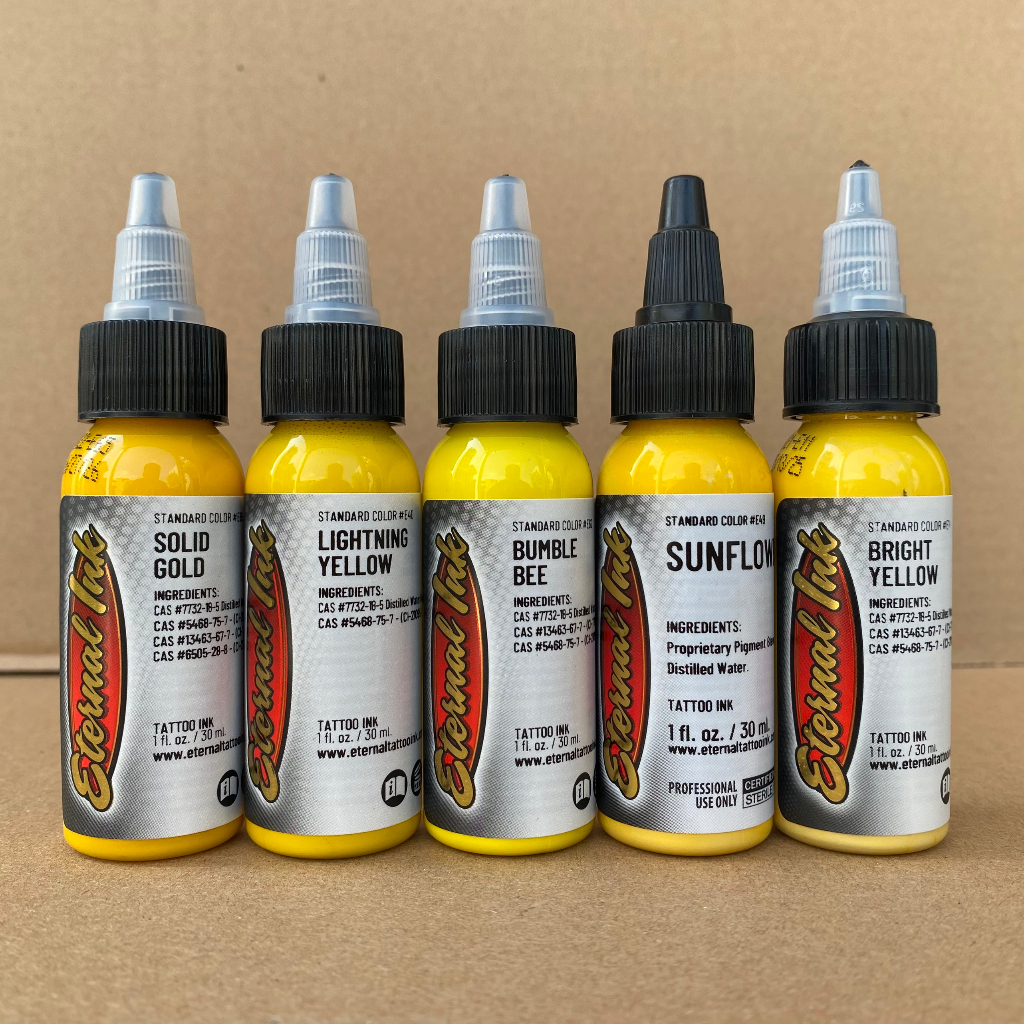 Mực xăm ETERNAL các tông Yellow - cam kết nhập khẩu chính hãng USA