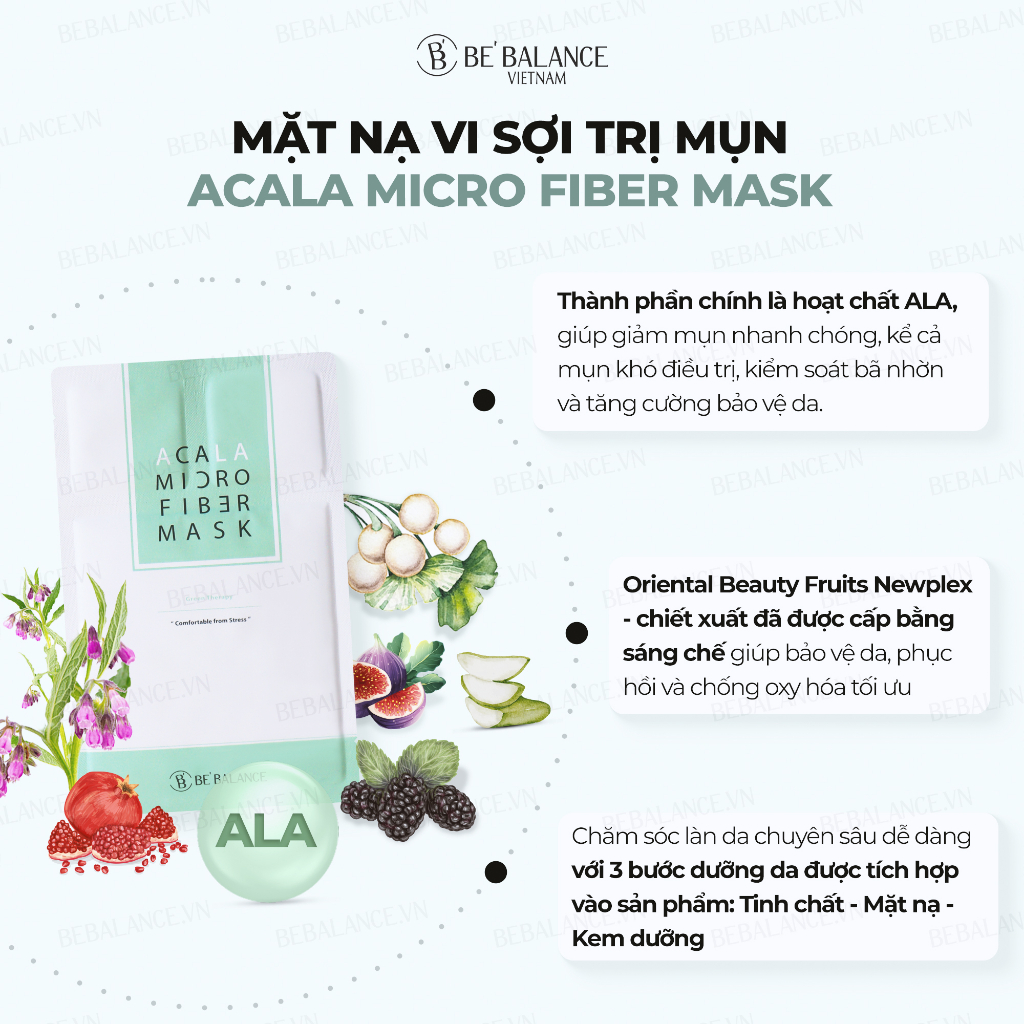 Mặt nạ ACALA Micro Fiber Mask Be'Balance 3in1 (1 hộp/10 miếng)