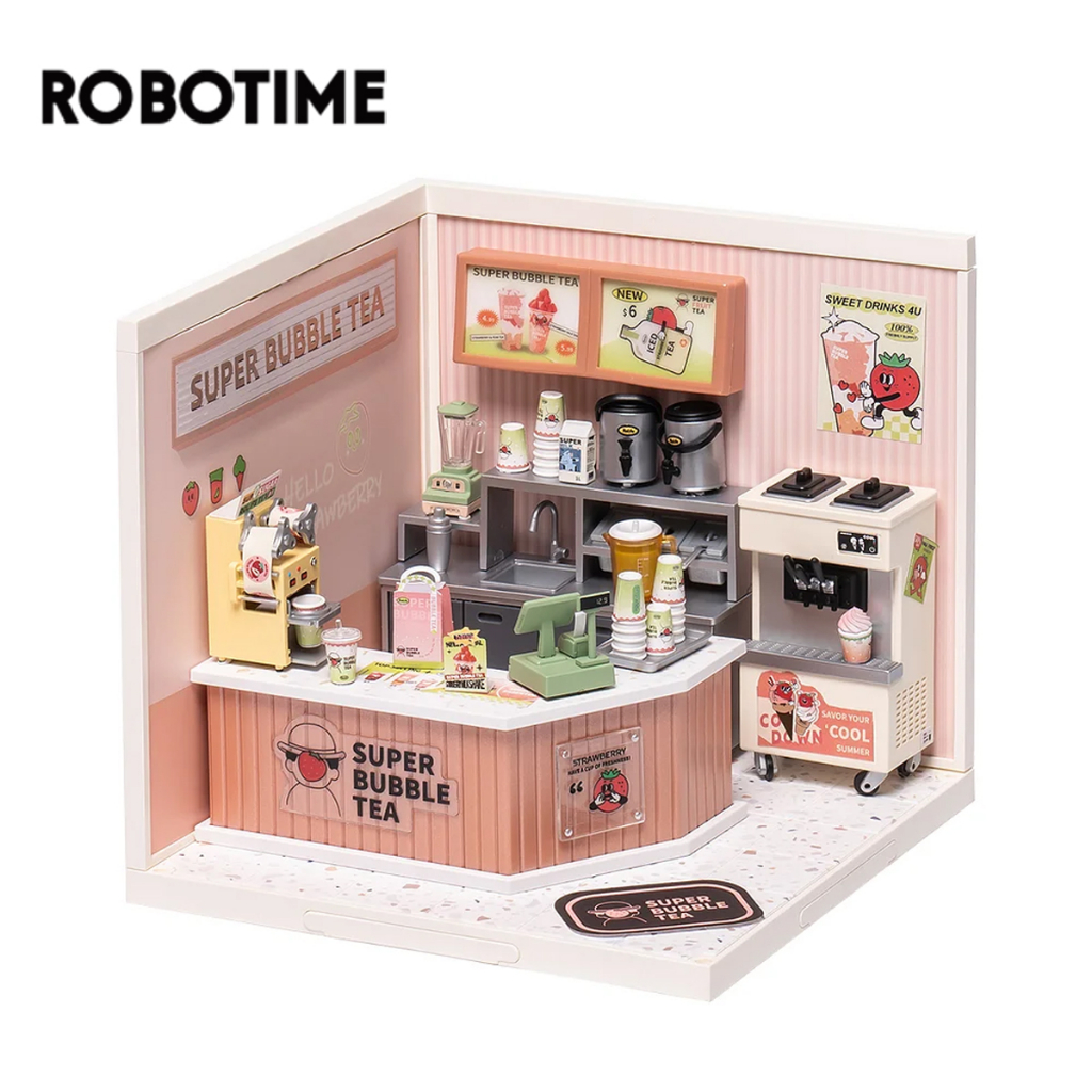 Robotime Nhà búp bê bằng Nhựa. Rolife Super Creator Double Joy Bubble Tea DIY DW006. Deer Store