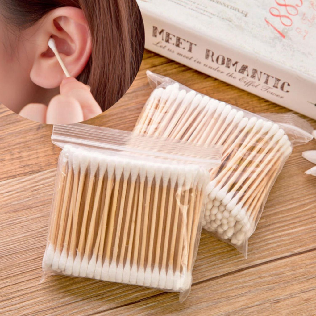 Bông Ngoáy Tai Thân Gỗ Hộp 100 Cây Chính Hãng, Bông Tăm Ngoáy Tai Thân Thiện Môi Trường An Toàn Tiện Lợi Khi Sử Dụng