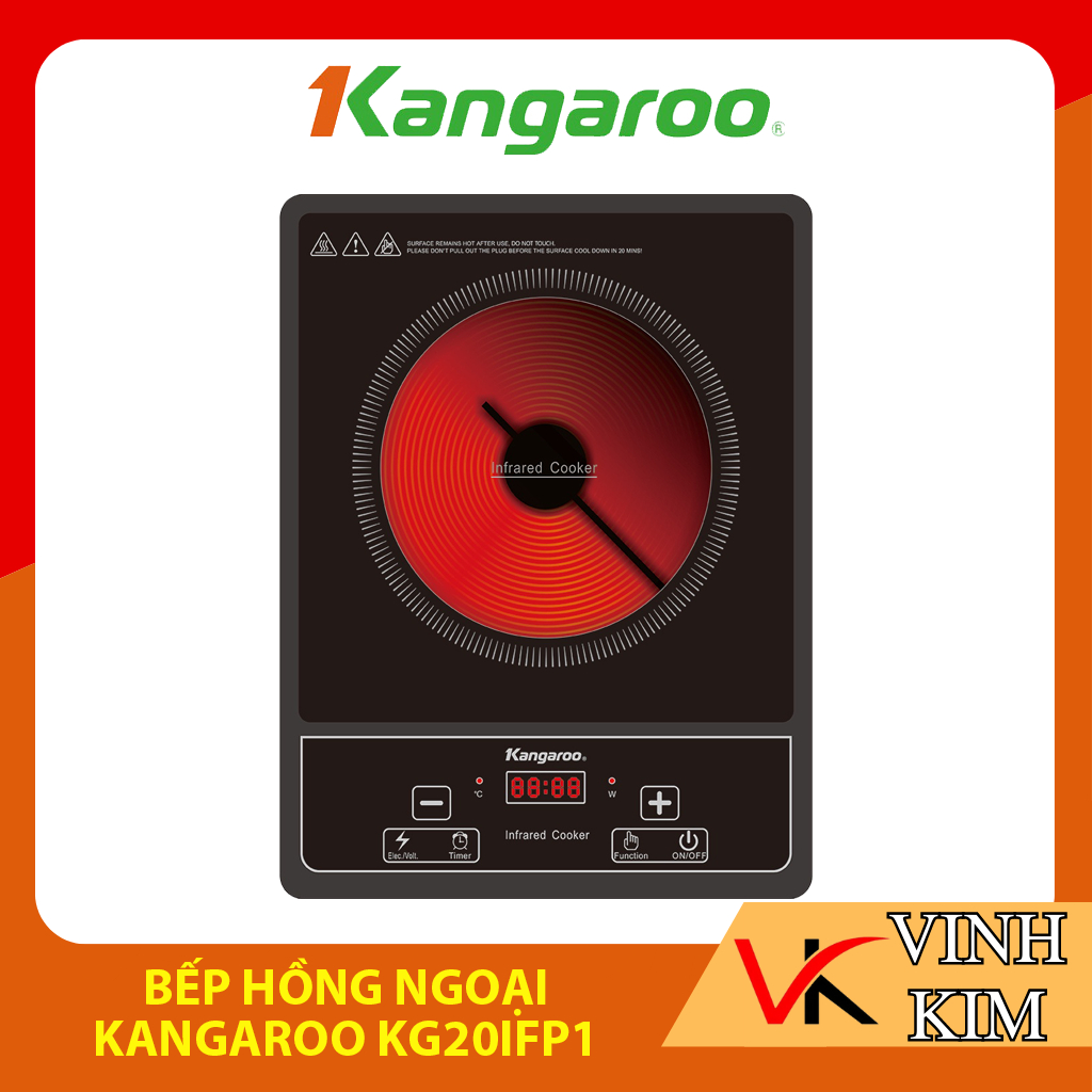 Bếp hồng ngoại Kangaroo KG20IFP1, công suất 2000W, có thể nướng trên mặt bếp, bảo hành 12 tháng