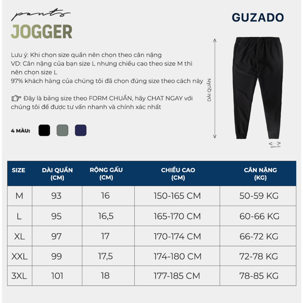 Quần jogger nam GUZADO chất liệu gió cao cấp, nhẹ, dáng suông, cá tính, năng động GDC2302