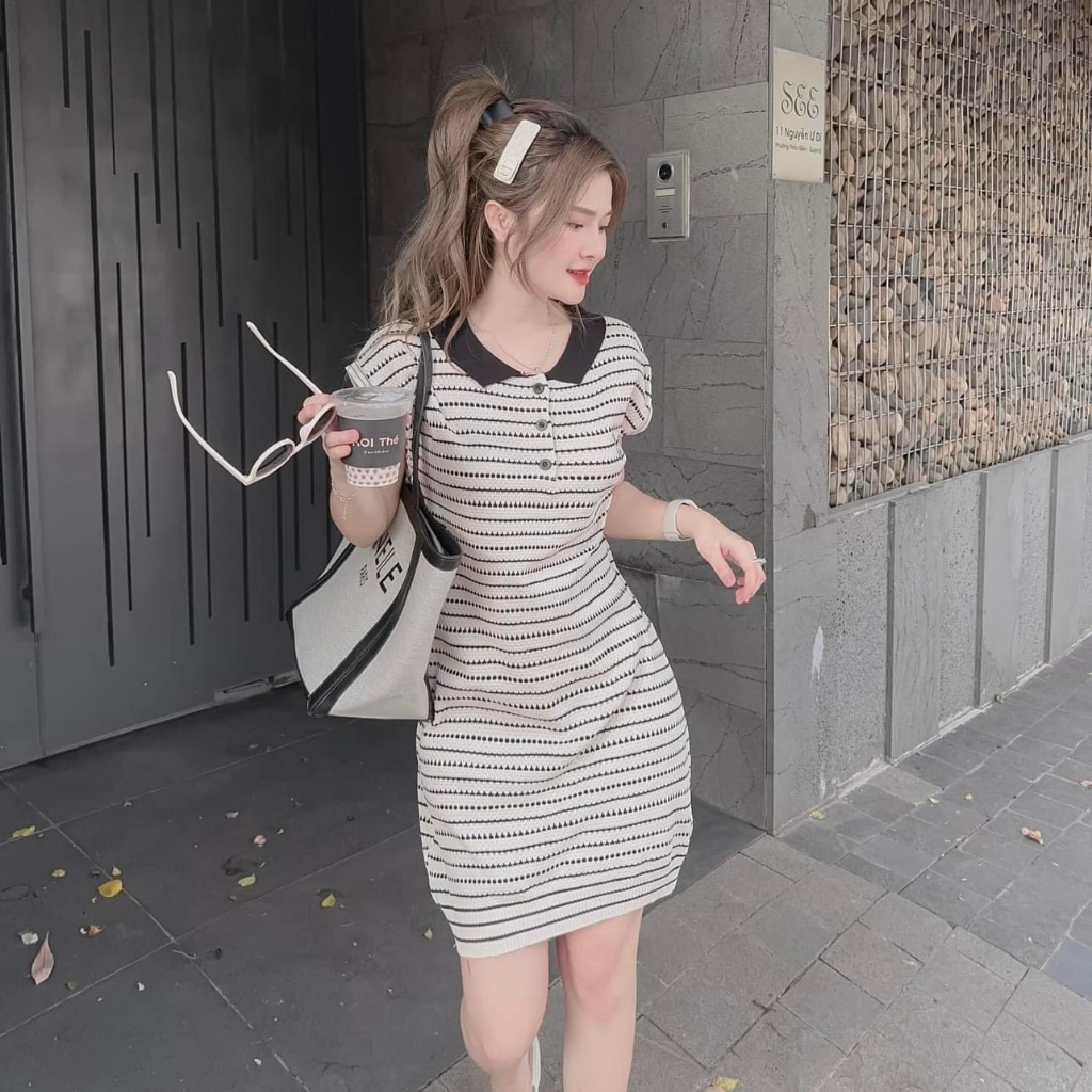 Đầm len họa tiết thổ cẩm, váy len thổ cẩm cho nữ
