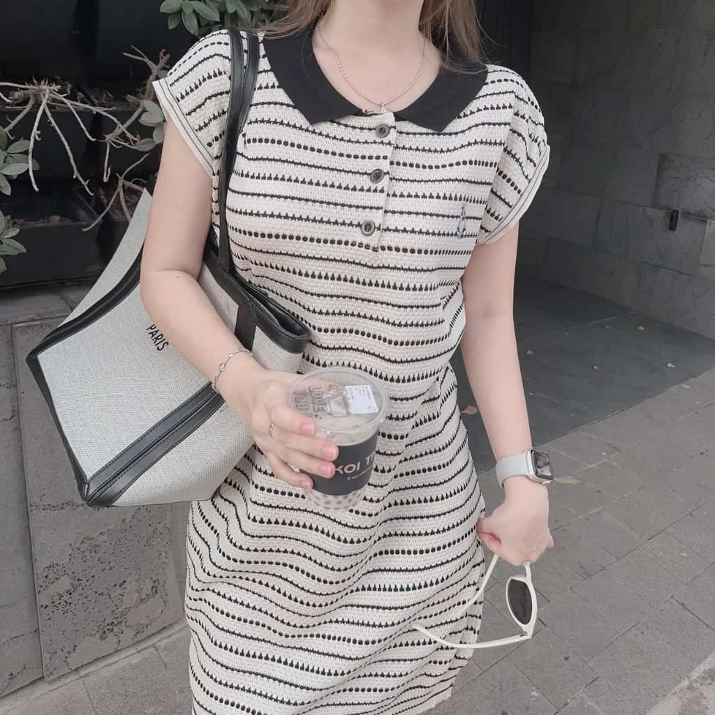 Đầm len họa tiết thổ cẩm, váy len thổ cẩm cho nữ