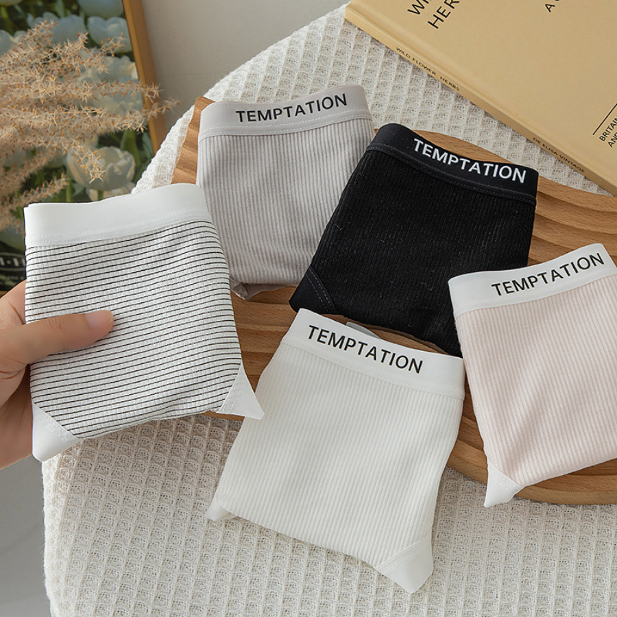 Quần Lót Nữ Cotton Co Dãn Chữ TEMPTATION Năng Động Thoải Mái DAN L&U Q16