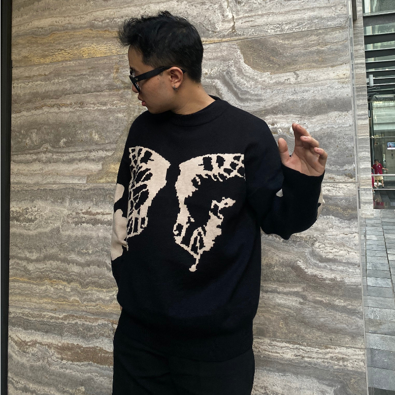 Áo sweater len unisex thêu Butterfly hottrend 2023 sweater unisex hình thêu siêu ngầu mẫu mới 2023