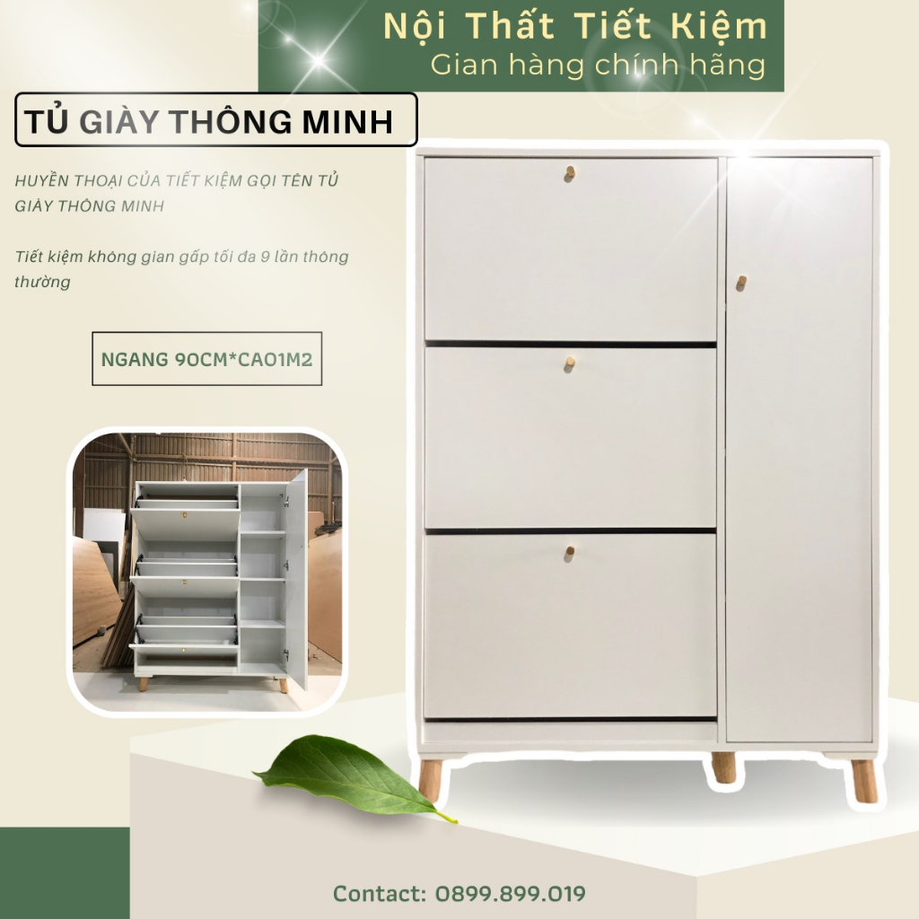 Tủ giày siêu mỏng Nội Thất Tiết Kiệm đa năng thông minh gỗ chứa nhiều giày NTTKTG24