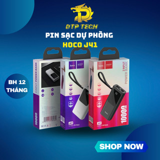 Pin sạc dự phòng hoco j41 10000mah, 3 cổng input, 2 cổng output, màn hình led - chính hãng