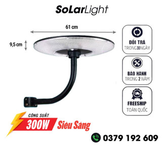 Đèn năng lượng mặt trời đĩa bay ufo công suất 300w, đèn chiếu sáng sân vườn ufo 200w, bảo hành 2 năm tiêu chuẩn ip67