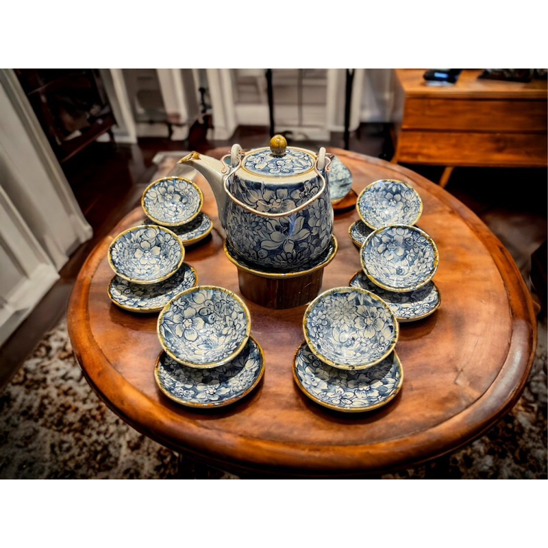 Bộ ấm chén vẽ NGÀN HOA Bát Tràng- Bộ trà đẹp