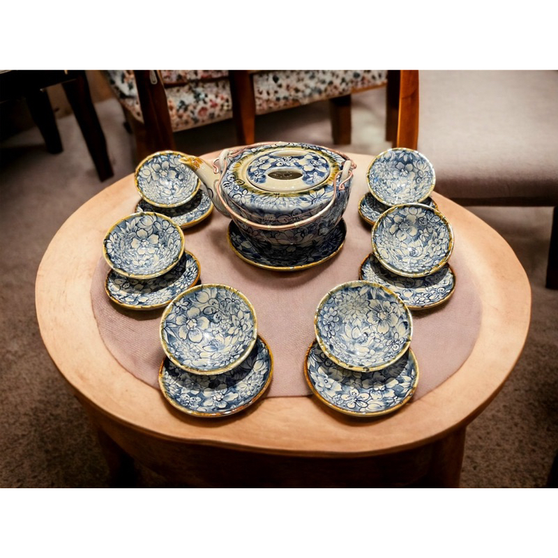 Bộ ấm chén vẽ NGÀN HOA Bát Tràng- Bộ trà đẹp