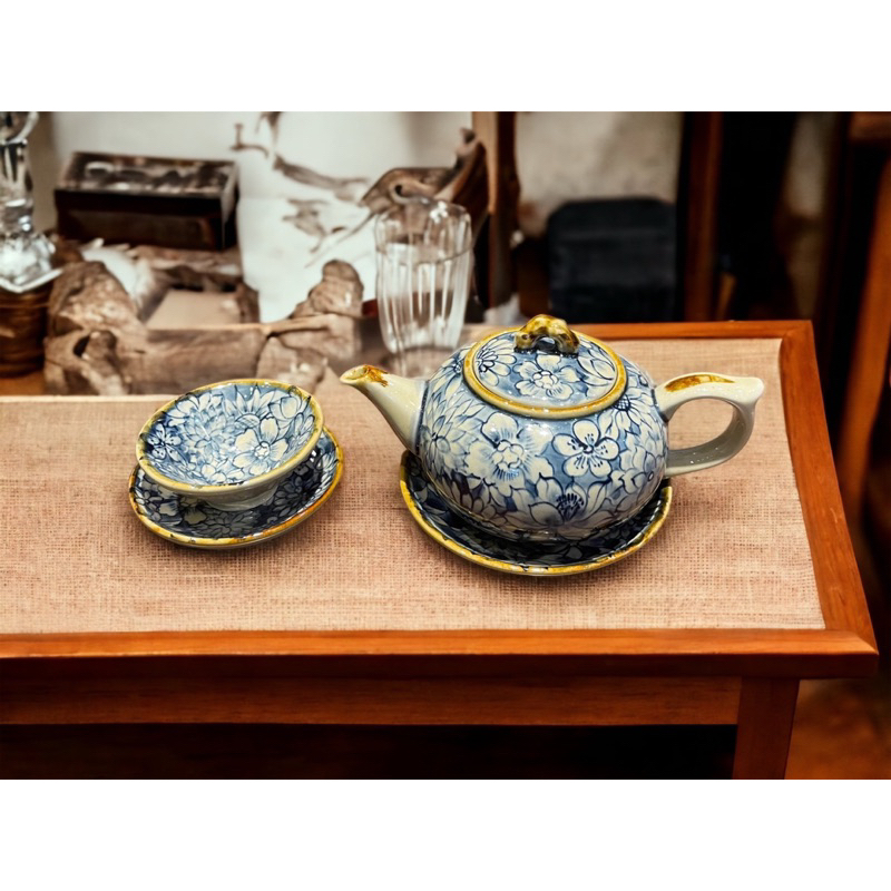 Bộ ấm chén vẽ NGÀN HOA Bát Tràng- Bộ trà đẹp