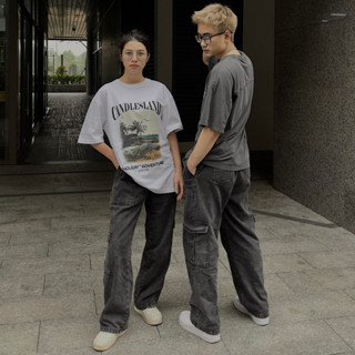 Quần ống rộng nam nữ, quần jean nam ống suông trơn đen khói, 2 cúc điều chỉnh eo  - Imperfect No.5