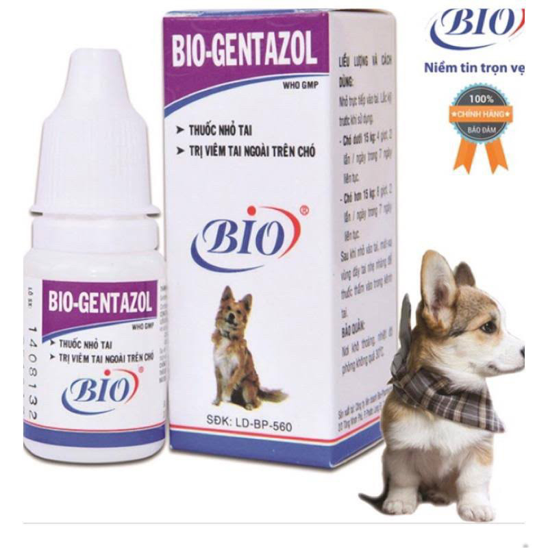 Nhỏ viêm tai cho chó mèo Bio gentazol 10ml