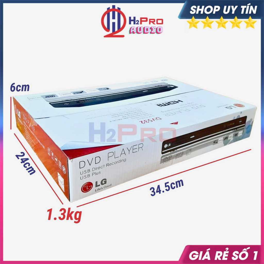 Đầu Đĩa Dvd LG DV532 Hdmi-Usb-Sd, Đầu Dvd-Cd LG Karaoke Cao Cấp Không Kén Đĩa, Điện 12V-220V, Tặng Dây Hdmi-H2Pro Audio