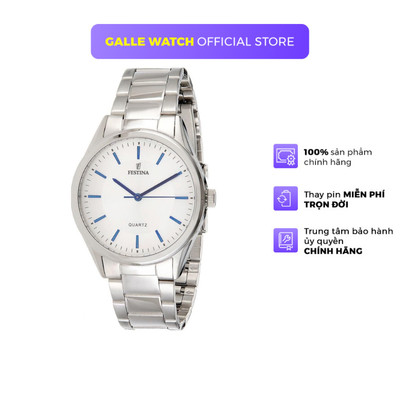 Đồng hồ nam chính hãng Festina F16875/3 chống nước 5 ATM, cọc số và kim màu xanh ấn tượng, dây thép không gỉ cao cấp