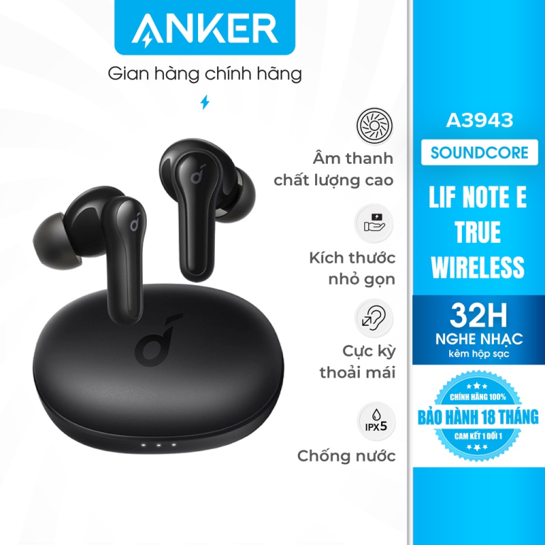 Tai nghe Anker Soundcore Life Note E - Kháng nước IPX5, kết nối bluetooth 5.2 - A3943