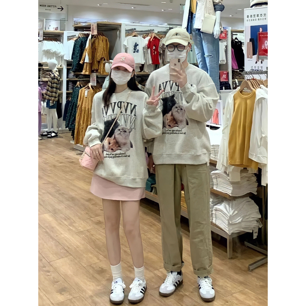 Áo Nỉ Hoodie Form Rộng Nữ In Hình Mèo Quảng Châu, Dáng Cute, Loại 1