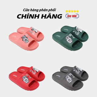 Dép Duwa Nữ Quai Ngang Đế Bánh Mì Icon Gấu Dễ Thương