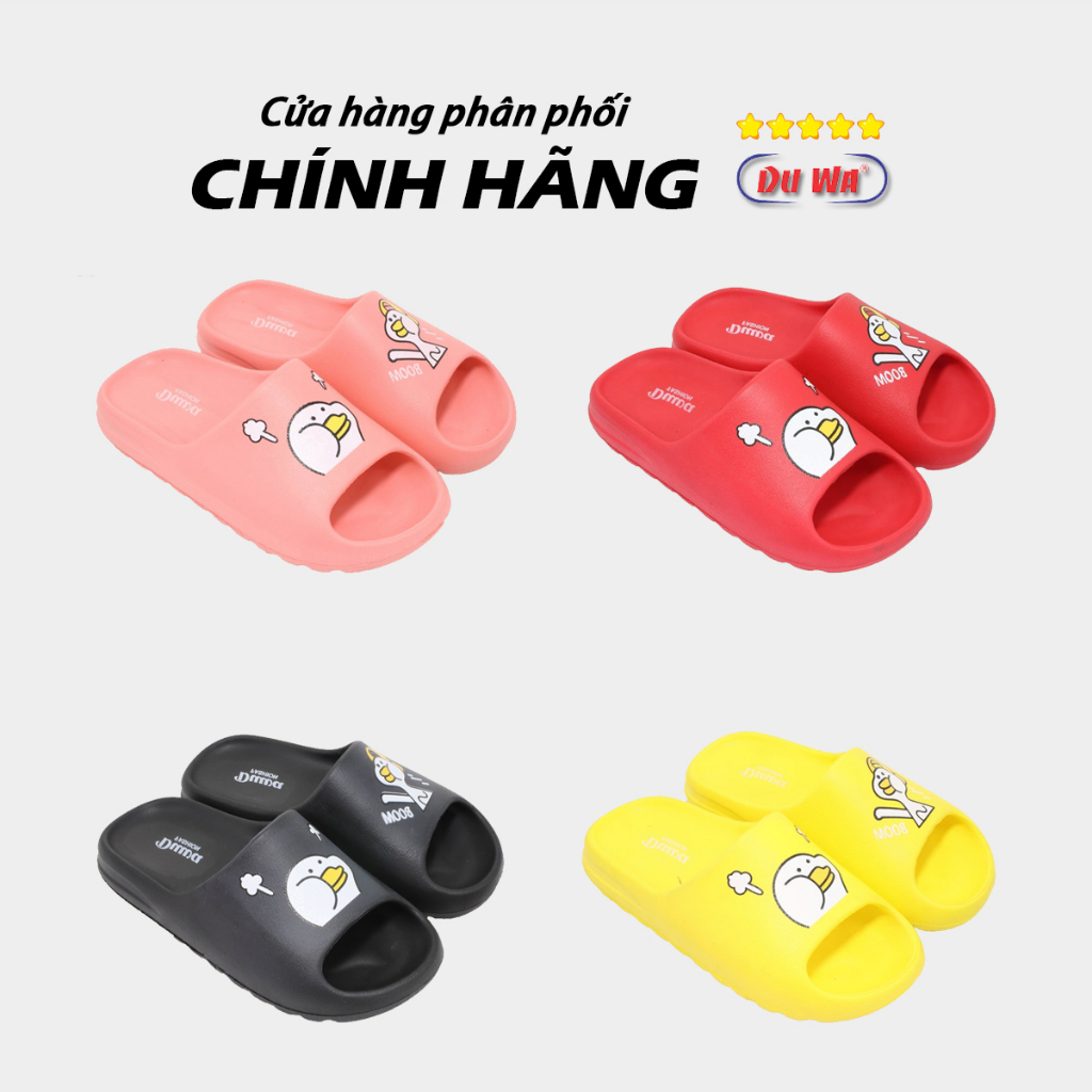 Dép Đúc Duwa Nữ Quai Ngang Đế Bánh Mì Sticker Vịt Mặt Nọng