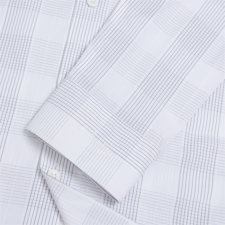 Áo sơ mi nam dài tay ARISTINO phom regular fit, màu trắng kẻ lịch lãm và ấn tượng  - ALS19903