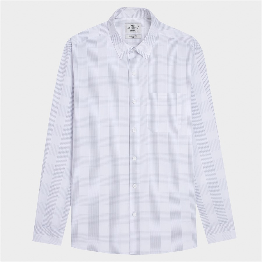 Áo sơ mi nam dài tay ARISTINO phom regular fit, màu trắng kẻ lịch lãm và ấn tượng  - ALS19903