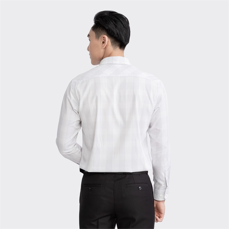 Áo sơ mi nam dài tay ARISTINO phom regular fit, màu trắng kẻ lịch lãm và ấn tượng  - ALS19903