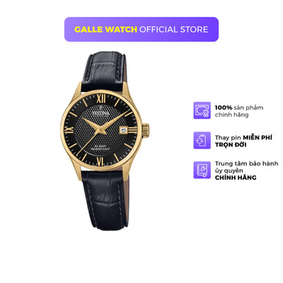 Đồng hồ nữ dây da Festina F20011/4 chống nước 10 ATM có thể bơi lặn, có lịch ngày, mặt kính Sapphire chống xước cao cấp