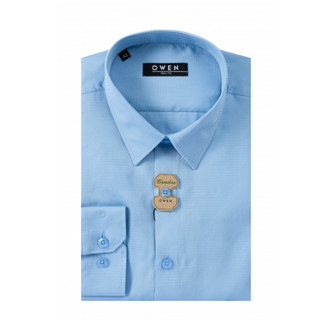 Áo sơ mi dài tay owen màu xanh as230539 - slimfit vạt bầu