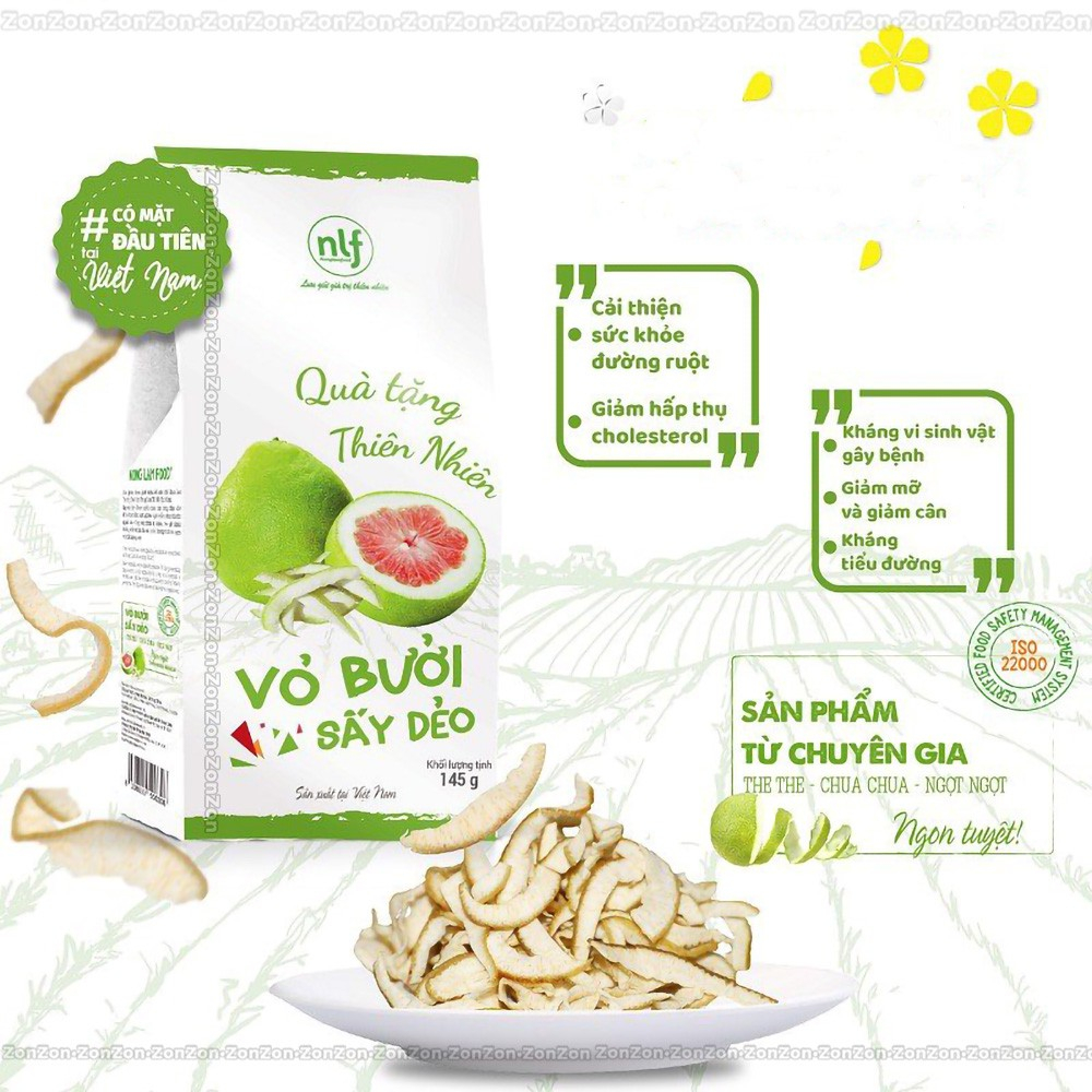 Vỏ bưởi sấy dẻo Nông Lâm Food, đồ ăn vặt healthy giảm cân dinh dưỡng vitamin