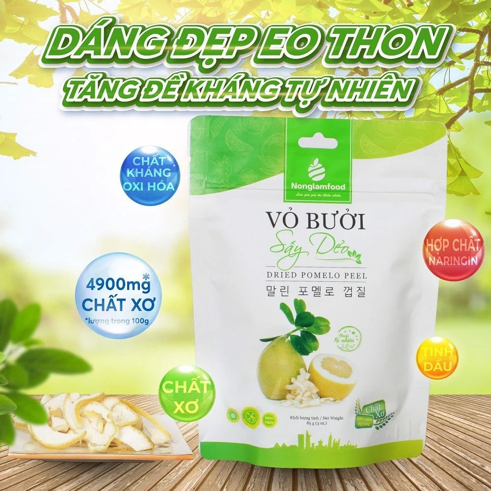 Vỏ bưởi sấy dẻo Nông Lâm Food, đồ ăn vặt healthy giảm cân dinh dưỡng vitamin