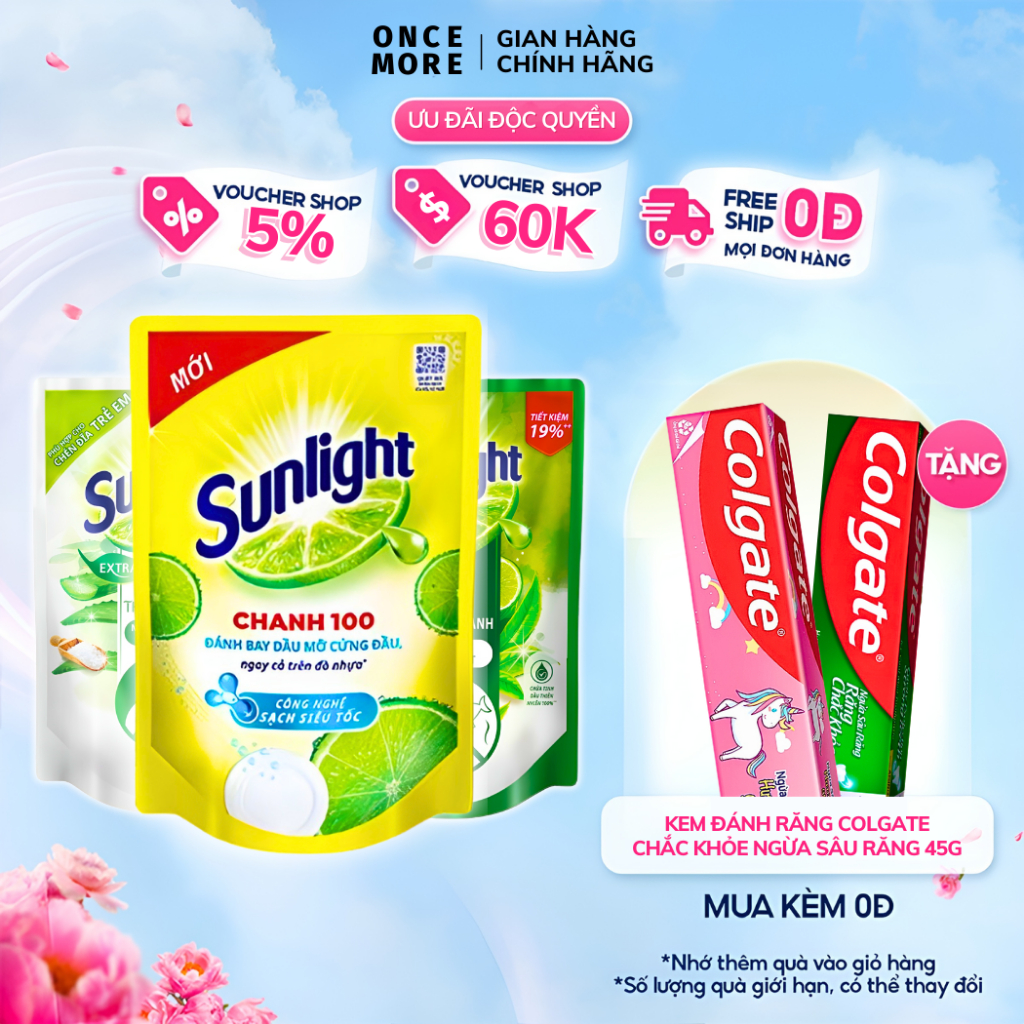 Nước Rửa Chén Sunlight, Dầu Rửa Bát Hữu Cơ Thiên Nhiên Sạch Nhanh Hương Thơm Tươi Mát Xả Bọt Nhanh Rửa Sạch Dầu Mỡ