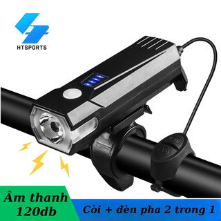  Đèn Pha Xe Đạp Thể Thao Bóng Led Siêu Sáng Chống Nước Đèn Pin Sạc USB  Với 3 Chế Độ Và Có Còi Full Box DC331 