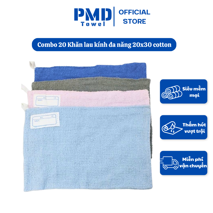 20 Khăn lau kính đa năng xuất Nhật cotton mềm thấm nước tốt lau sạch không ra lông trầy xước vật dụng