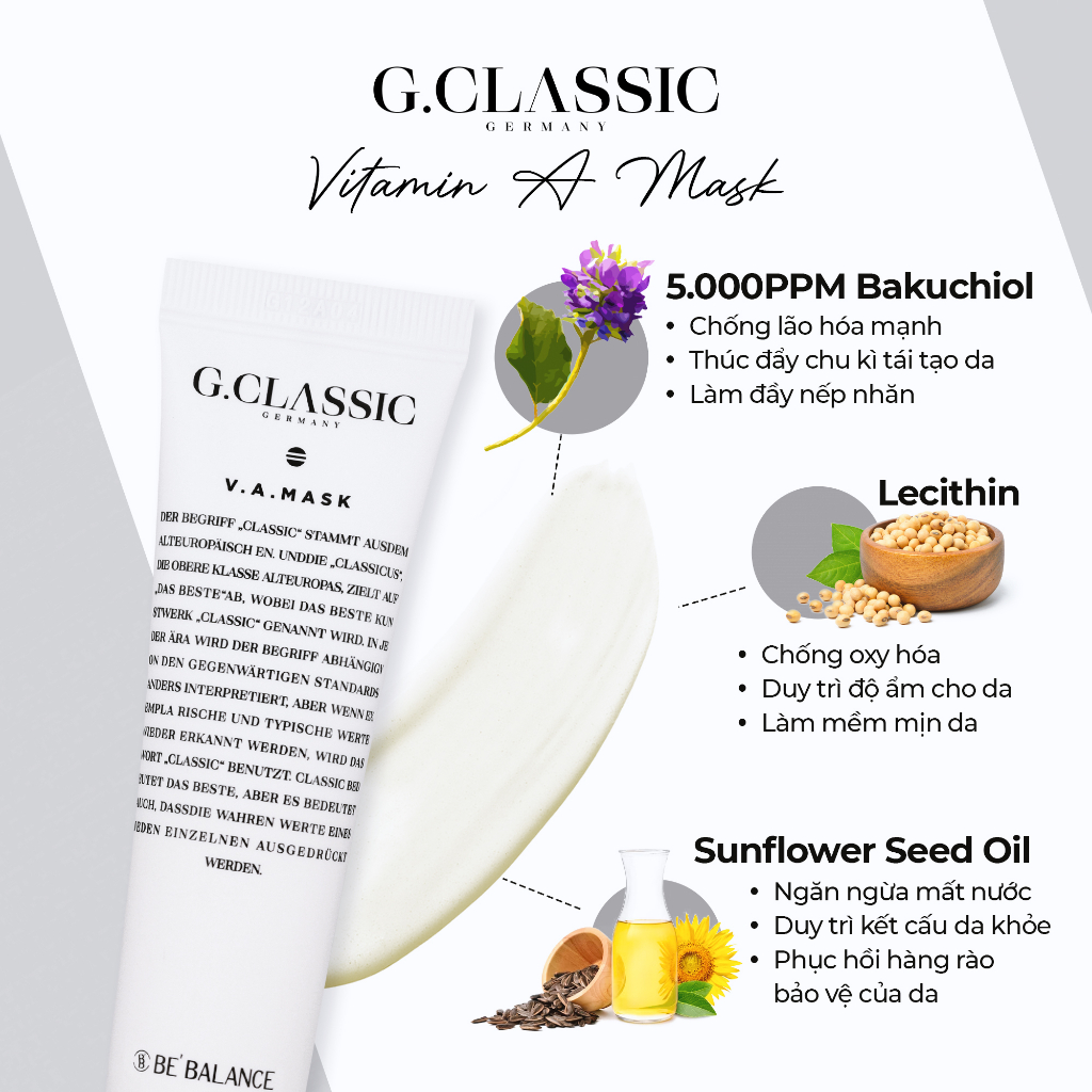 Mặt nạ ngủ dưỡng ẩm dạng gel Be'Balance G.Classic VITAMIN A Mask