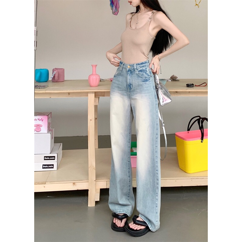Xả Kho 70% Quần Jeans Suông Loe Xanh Đậm Thiết Kế Cao Cấp Phong Cách Thời Trang Trendy Trẻ Trung Năng Động