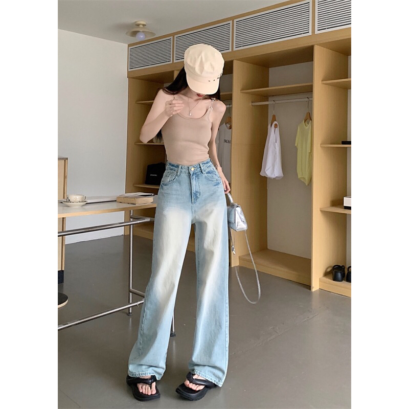 Xả Kho 70% Quần Jeans Suông Loe Xanh Đậm Thiết Kế Cao Cấp Phong Cách Thời Trang Trendy Trẻ Trung Năng Động