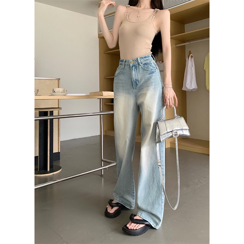 Xả Kho 70% Quần Jeans Suông Loe Xanh Đậm Thiết Kế Cao Cấp Phong Cách Thời Trang Trendy Trẻ Trung Năng Động