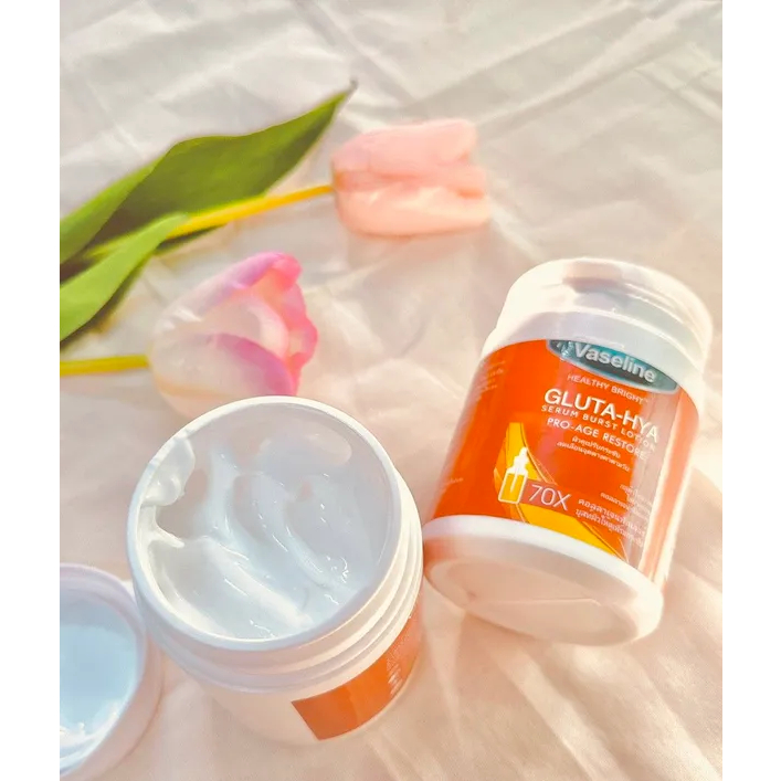 Kem kích trắng body vaseline Gluta- Hya serum burst lotion Pro-age restore 70x 200g,Thái Lan