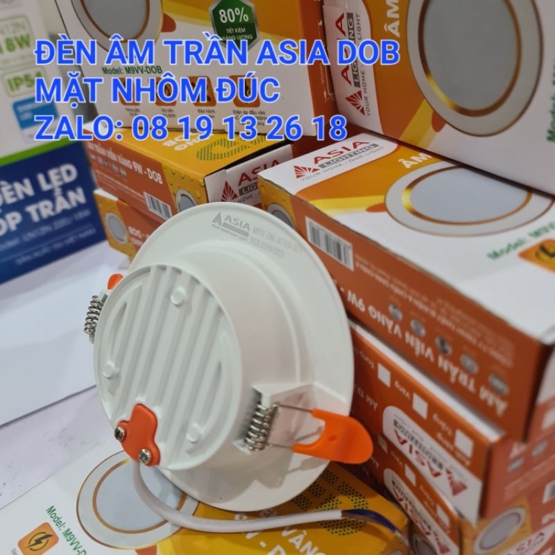 Đèn âm trần Asia thân nhôm - DOB 9W/D90, viền Vàng, Bạc, nhiều chế độ màu ánh sáng, bảo hành 2 năm
