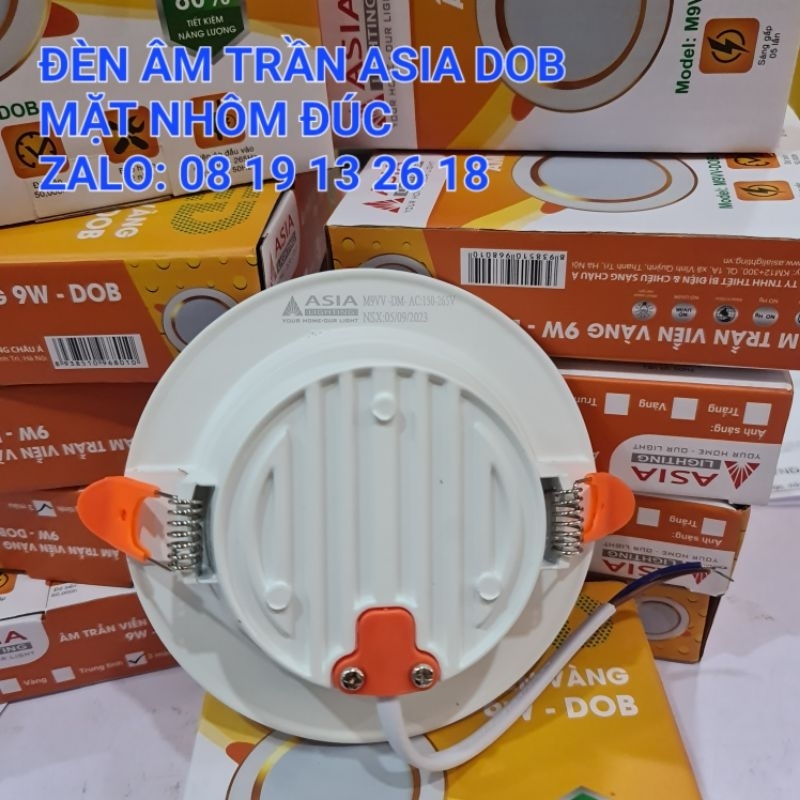 Đèn âm trần Asia thân nhôm - DOB 9W/D90, viền Vàng, Bạc, nhiều chế độ màu ánh sáng, bảo hành 2 năm