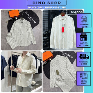 Áo sơ mi gc nam dập logo siêu đẹp - áo sơ mi gc nam nữ kẻ phối kẻ dọc phối logo siêu chất