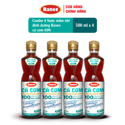 {Đơn 199k tặng vá inox } Combo 4 Nước mắm nhĩ dinh dưỡng Ranee cá cơm 60N 500ml